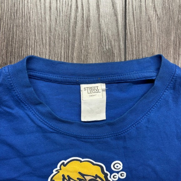 Vintage Job Secure 1990s Funny Graphic Shirt Blue Large Street Legal Cartoon - Picture 3 of 7